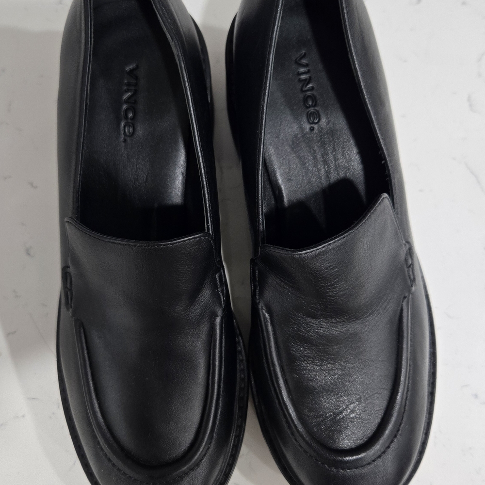 Vince Black Leather Loafers - Women's 8.5 - Picture 3 of 5